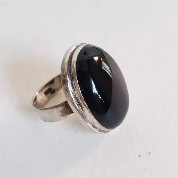 Big Unisex 925 BLACK ONYX Sterling Silver Ring Huge Large Women's Men's Jewelry - Picture 10 of 12